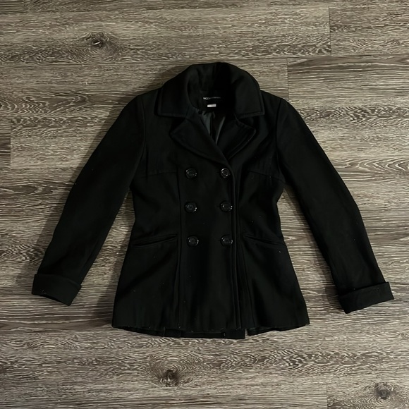 Moda International Women’s Pea Coat Black Wool Blend - Picture 3 of 3